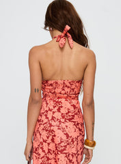 Casablanca Halter Top Red Floral